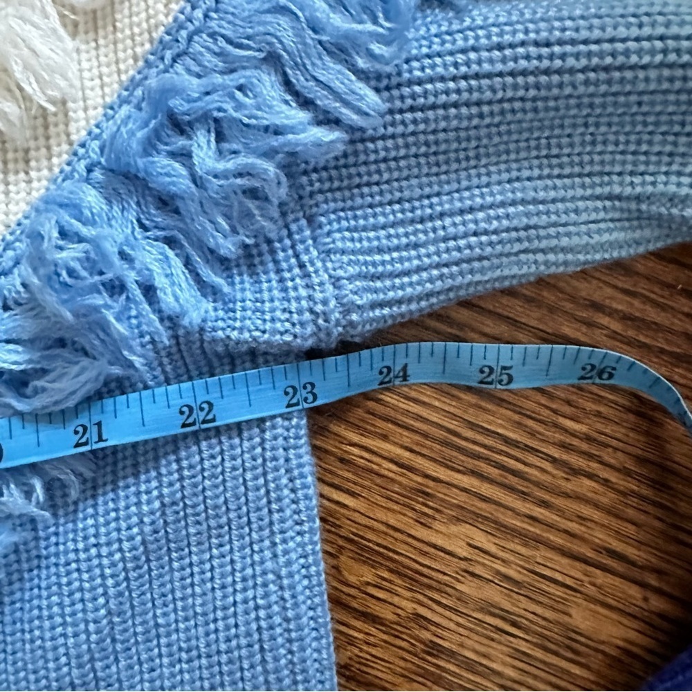 Lovers + Friends Blue and White Fringed Women's Sweater - Picture 7 of 9